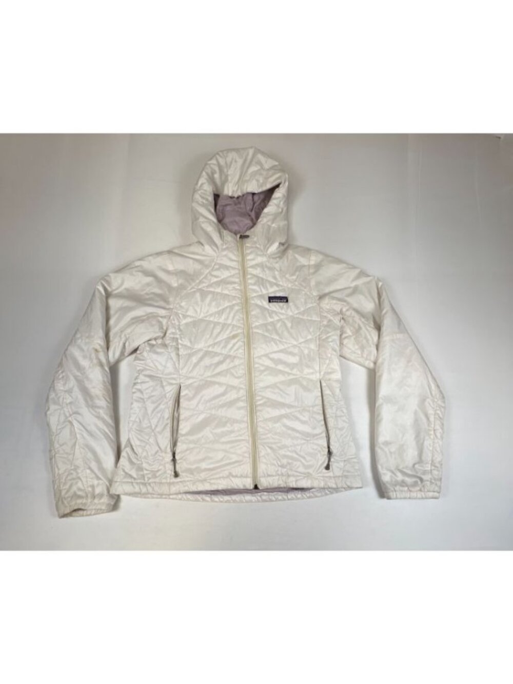 Patagonia Womens White Quilted Primaloft Insulated Jacket Size M Hooded
